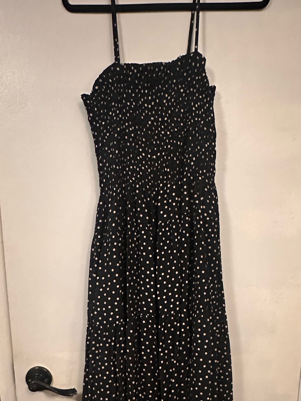 Abercrombie & Fitch Black Maxi Dress with White Polka Dots